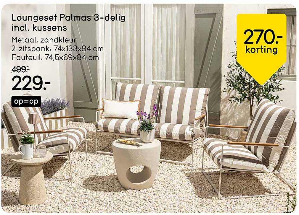 Loungeset Palmas 3-delig incl. kussens