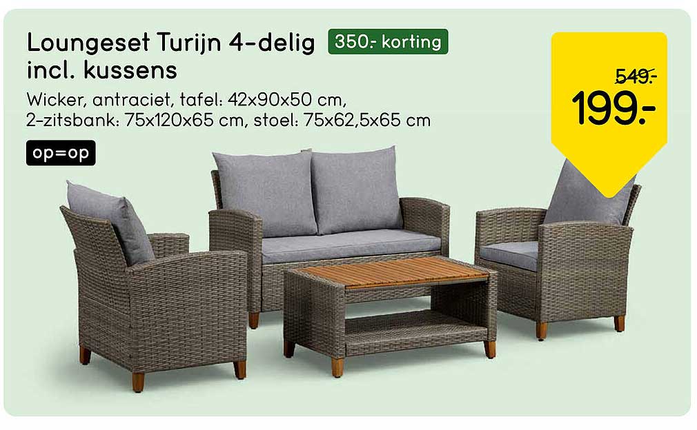 Loungeset Turijn 4-delig incl. kussens