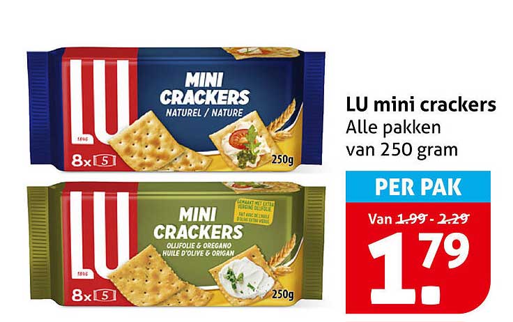 LU mini crackers Alle pakken van 250 gram PER PAK