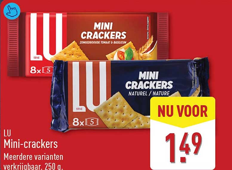 LU Mini-crackers Meerdere varianten verkrijgbaar. 250 g.