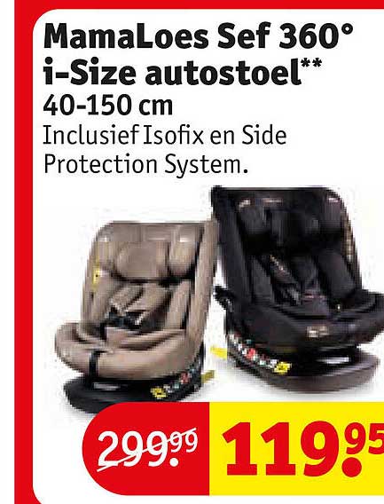 MamaLoes Sef 360° i-Size autostoel** 40-150 cm Inclusief Isofix en Side Protection System.