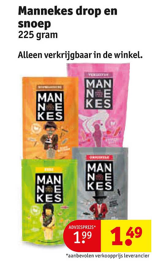 Mannekes drop en snoep 225 gram