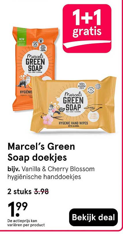 Marcel’s Green Soap doekjes 1+1 gratis