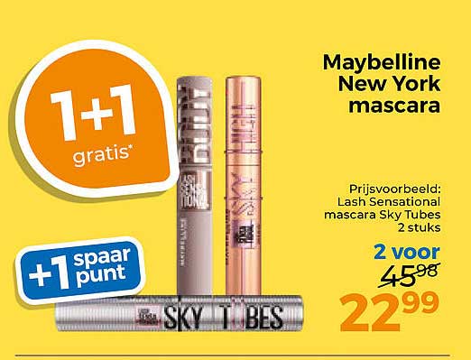 Maybelline New York mascara 1+1 gratis