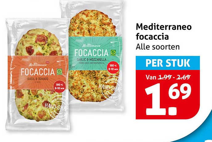 Mediterraneo focaccia Alle soorten PER STUK