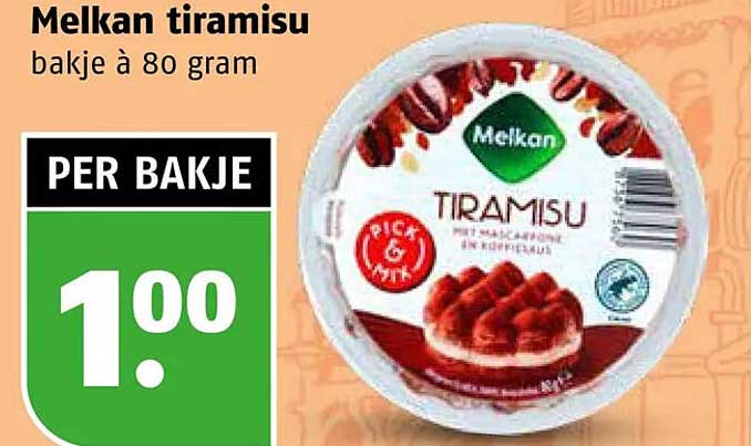 Melkan tiramisu bakje à 80 gram
