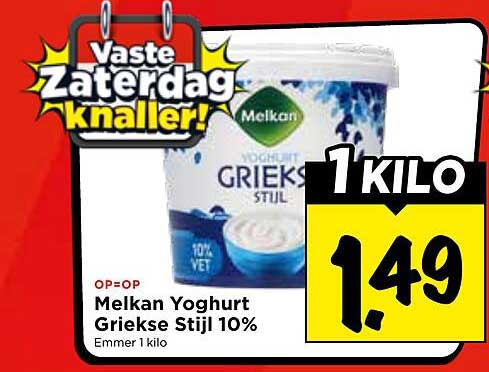 Melkan Yoghurt Griekse Stijl 10% Emmer 1 kilo
