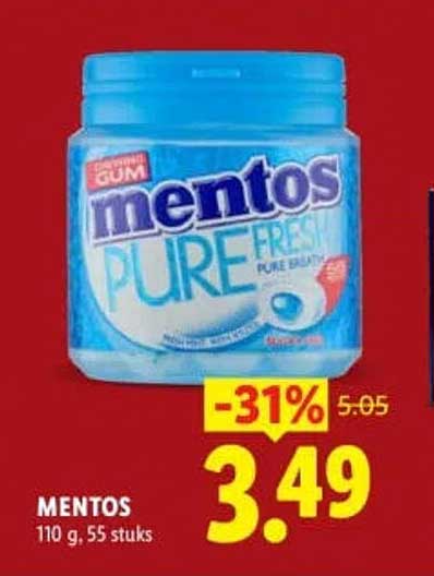 MENTOS 110 g, 55 stuks -31%