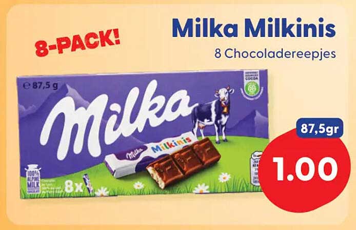 Milka Milkinis 8 Chocoladereepjes