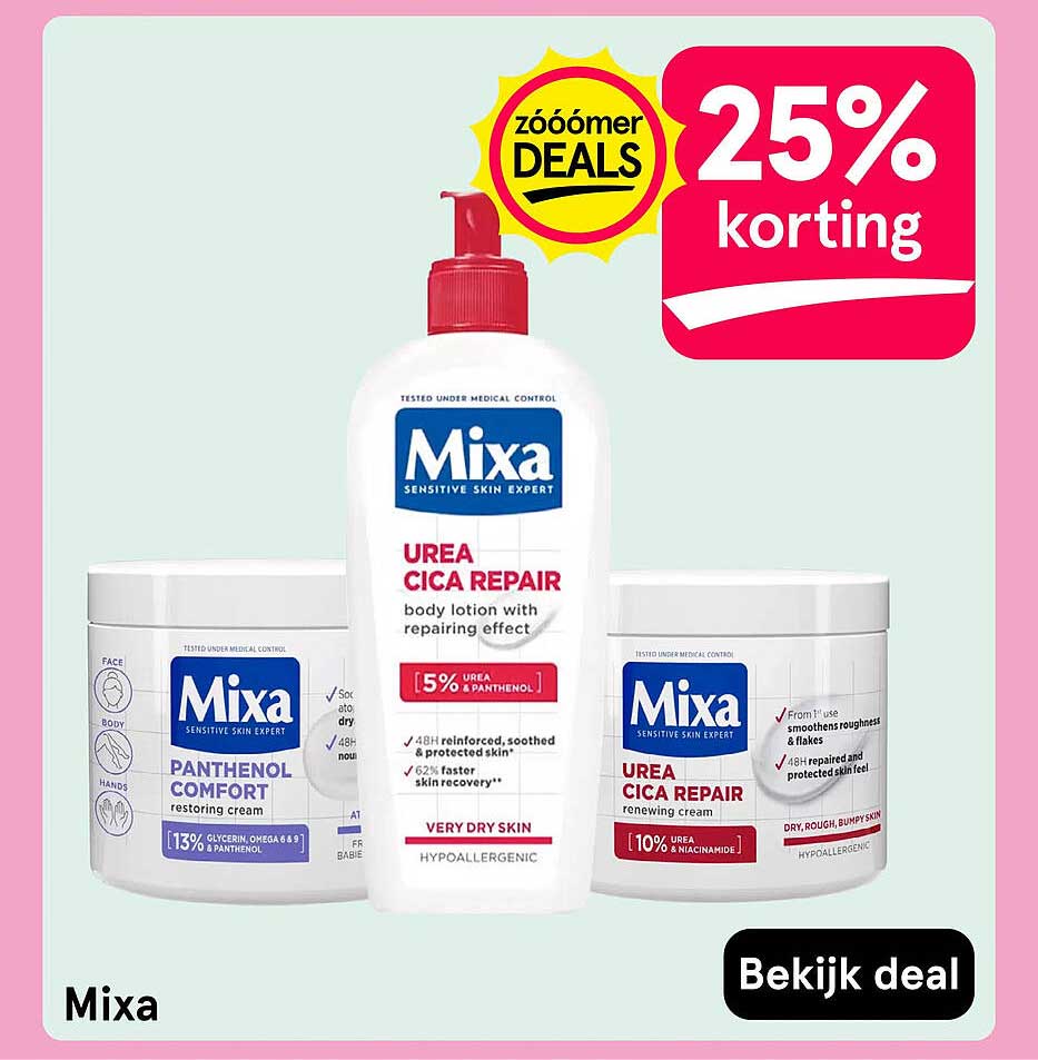 Mixa 25% korting