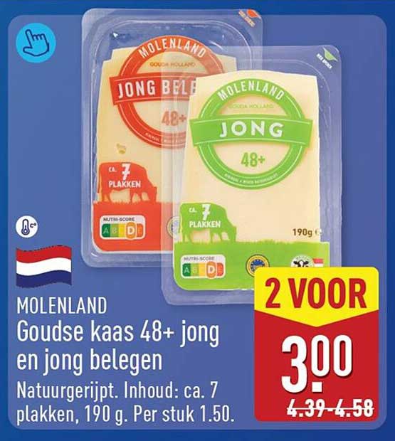 MOLENLAND Goudse kaas 48+ jong en jong belegen 2 voor