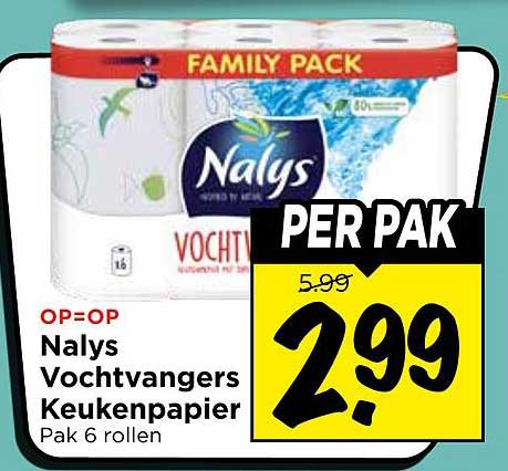 Nalys Vochtvangers Keukenpapier Pak 6 rollen PER PAK