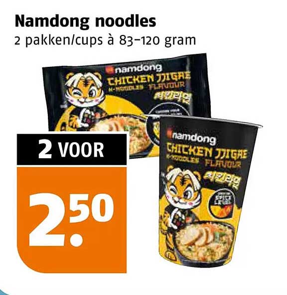 Namdong noodles 2 pakken/cups à 83-120 gram