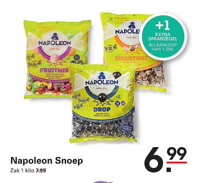 Napoleon Snoep +1 extra spaaregel bij aankoop van 1 zak