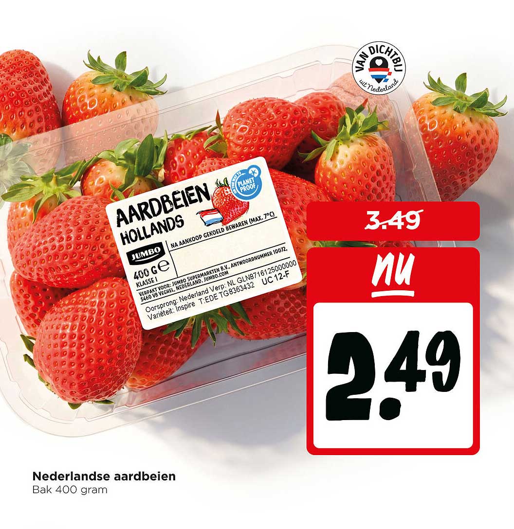 Nederlandse aardbeien Bak 400 gram