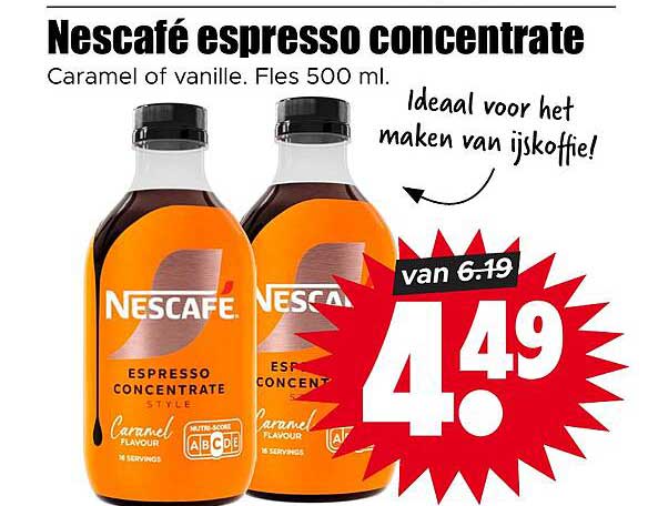 Nescafé espresso concentrate Caramel of vanille. Fles 500 ml.