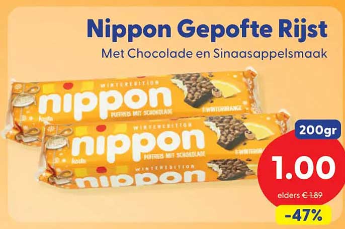 Nippon Gepofte Rijst Met Chocolade en Sinaasappelsmaak