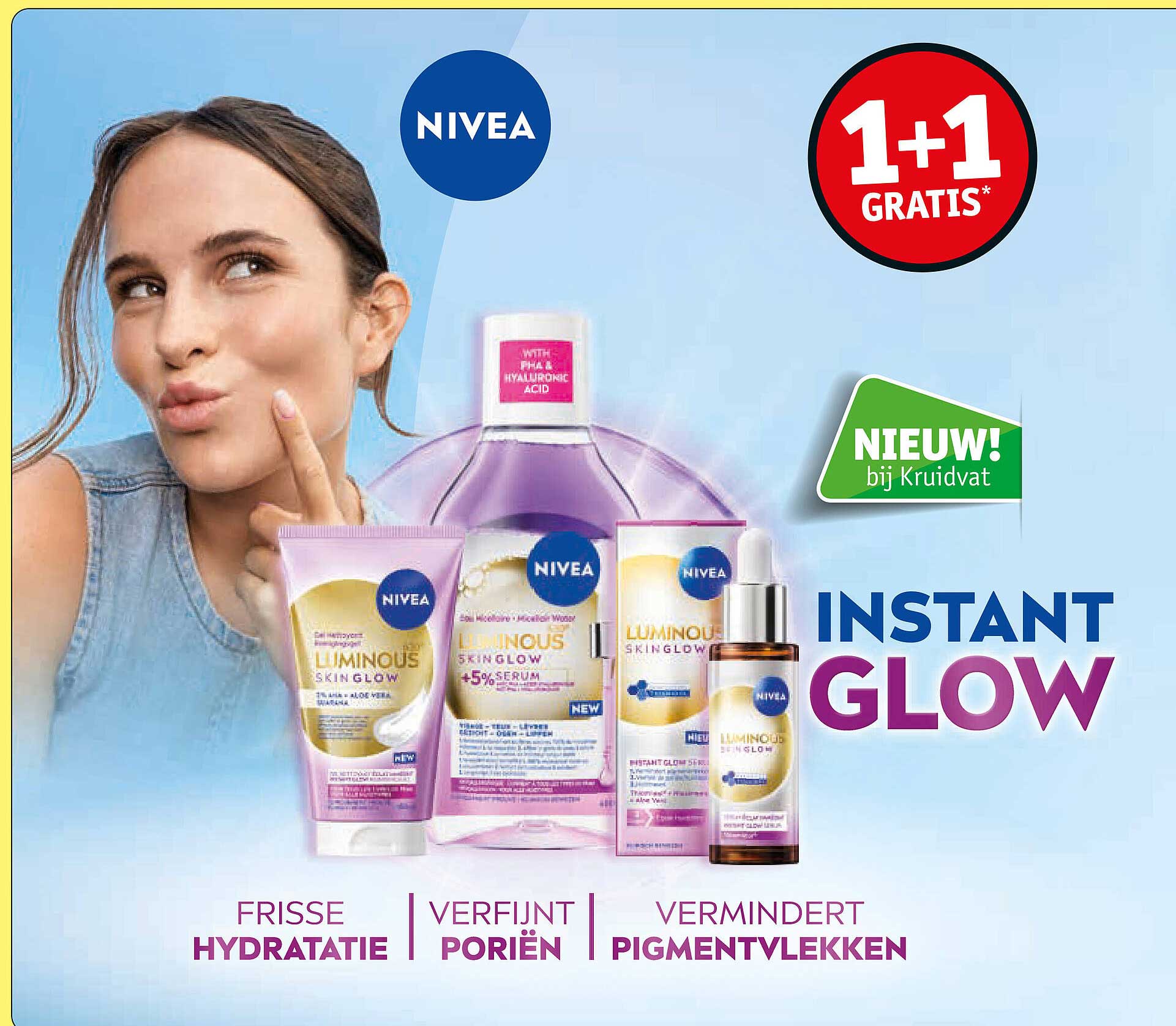NIVEA Instant Glow 1+1 gratis