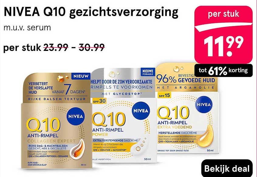NIVEA Q10 gezichtsverzorging m.u.v. serum per stuk