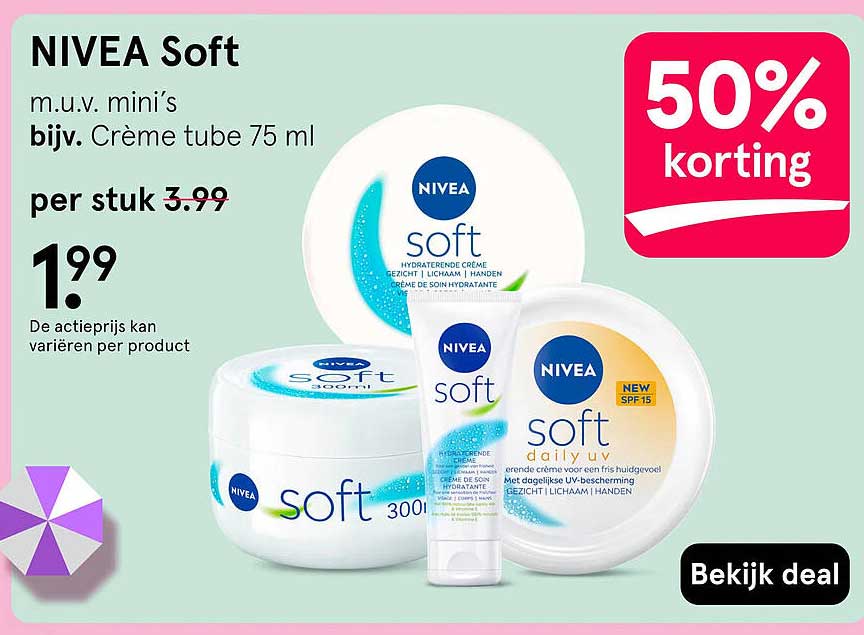 NIVEA Soft 50% korting