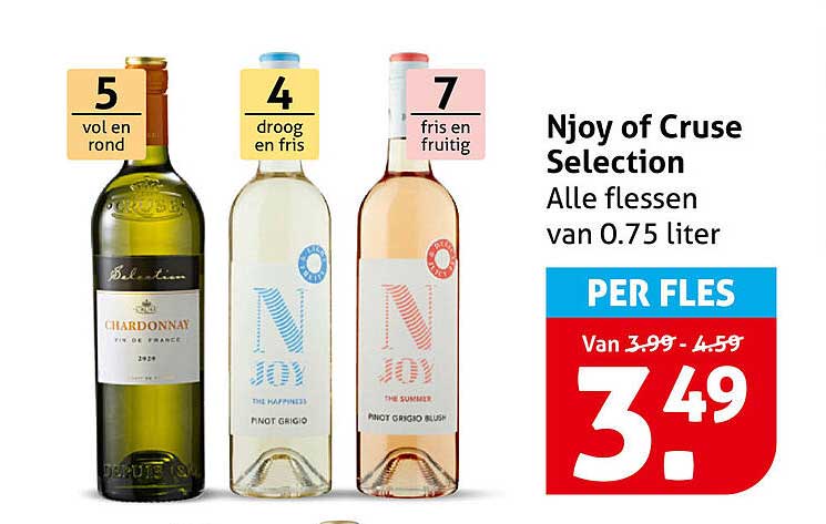 Njoy of Cruse Selection Alle flessen van 0.75 liter PER FLES