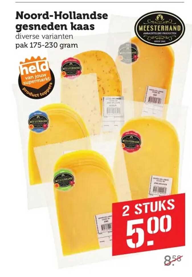 Noord-Hollandse gesneden kaas diverse varianten pak 175-230 gram 2 STUKS