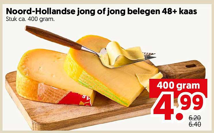 Noord-Hollandse jong of jong belegen 48+ kaas Stuk ca. 400 gram