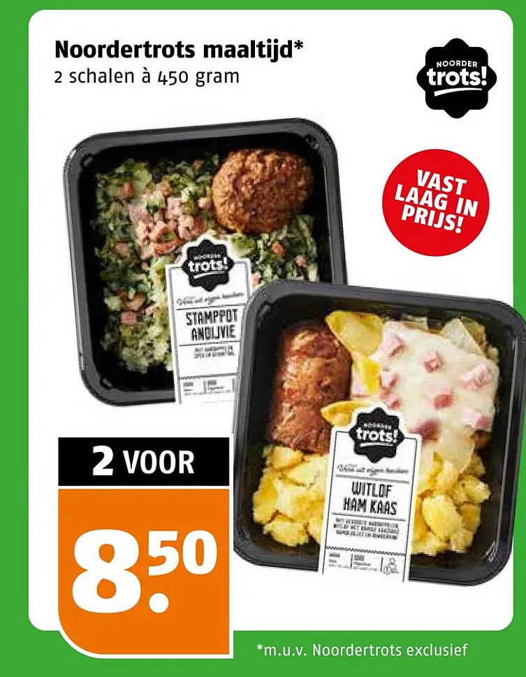 Noordertrots maaltijd* 2 schalen à 450 gram