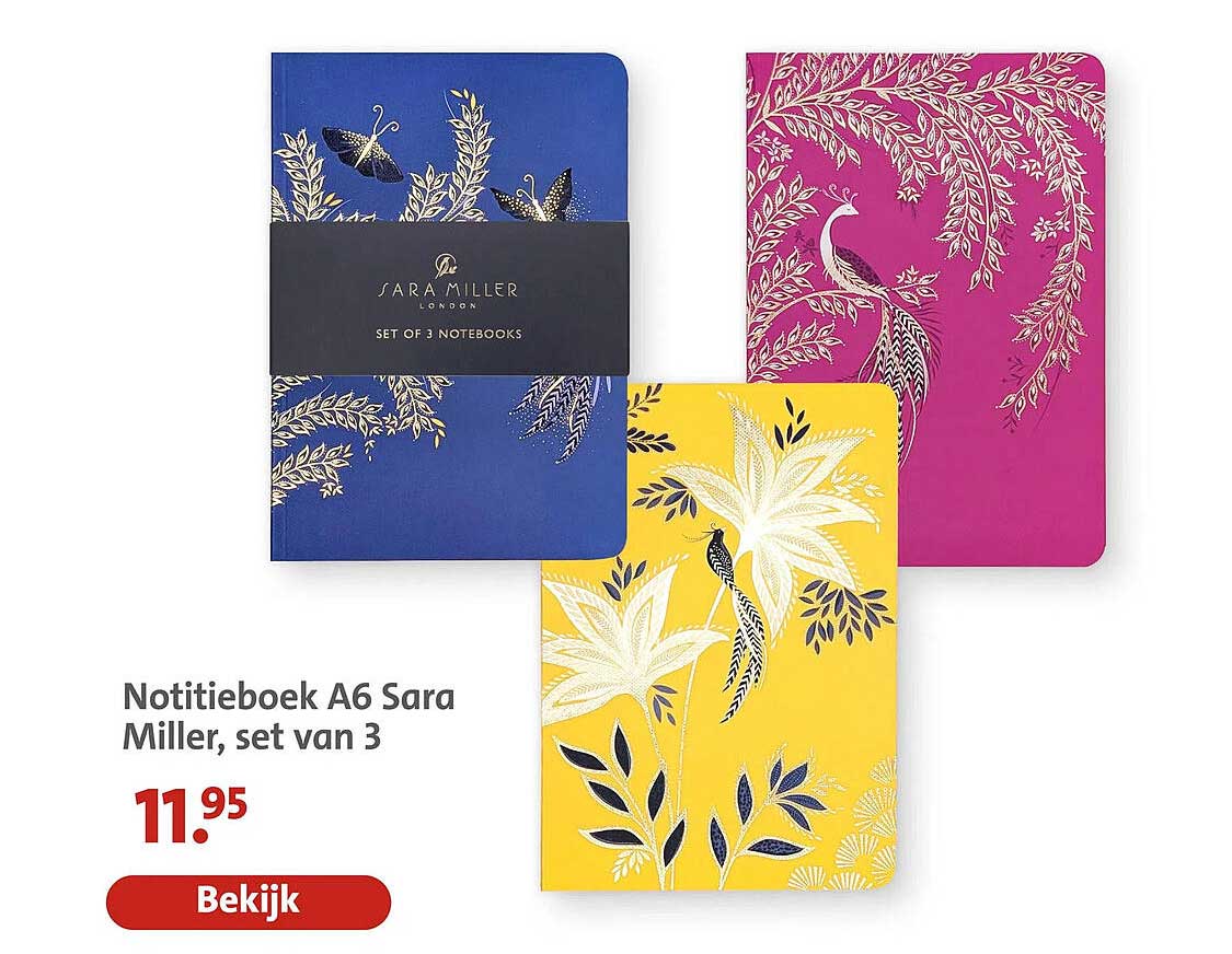 Notitieboek A6 Sara Miller, set van 3