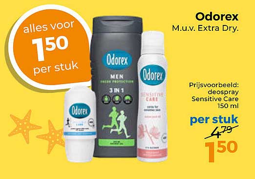 Odorex M.u.v. Extra Dry. alles voor 1.50 per stuk
