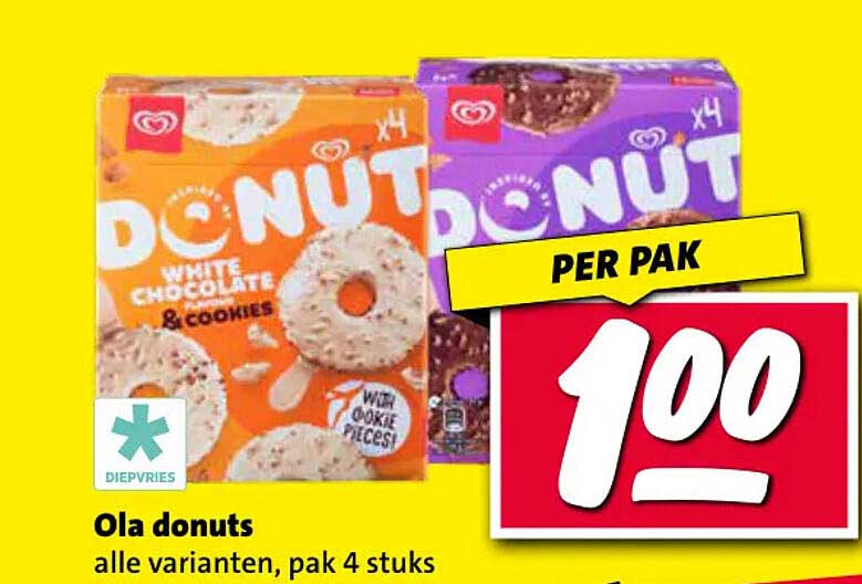Ola donuts alle varianten, pak 4 stuks