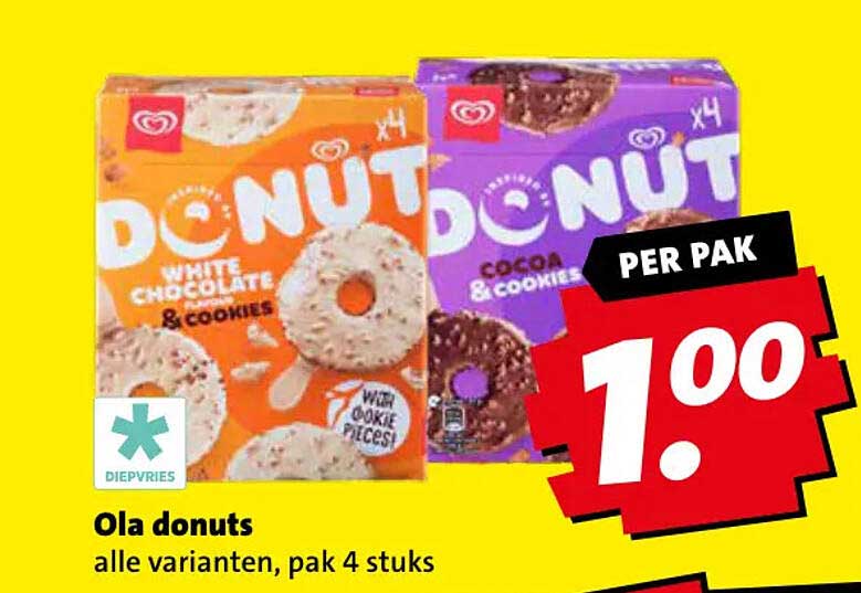 Ola donuts alle varianten, pak 4 stuks