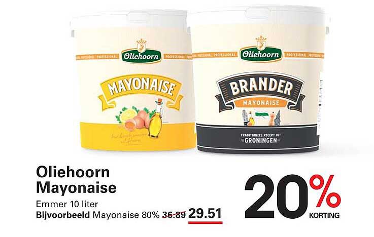 Oliehoorn Mayonaise Emmer 10 liter 20% korting