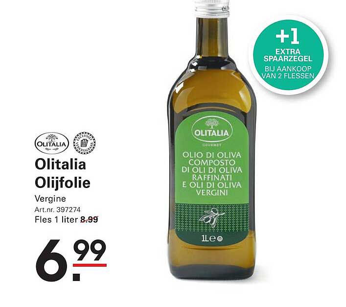 Olitalia Olijfolie Vergine +1 extra spaarzegel bij aankoop van 2 flessen