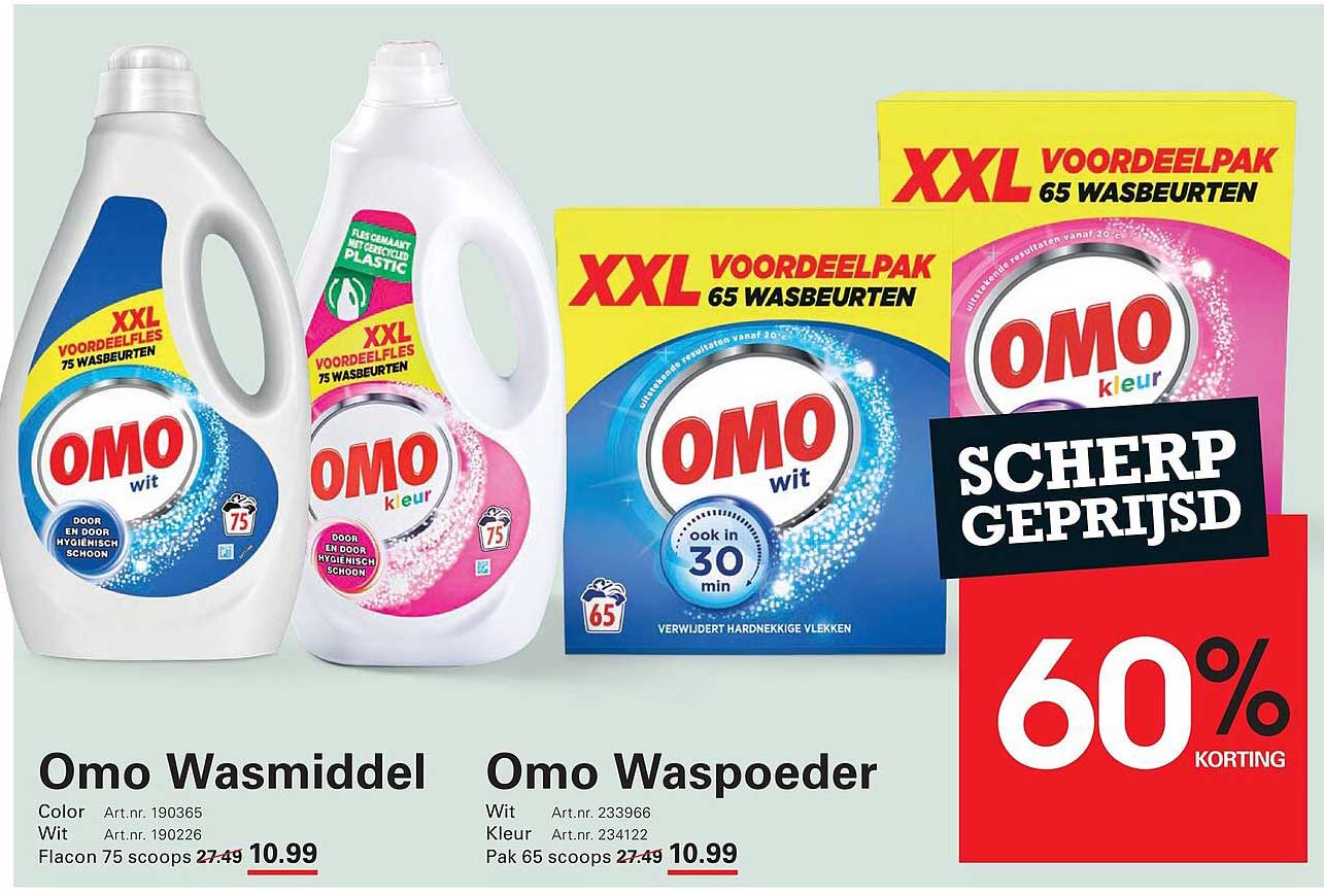 Omo Wasmiddel Omo Waspoeder 60% korting