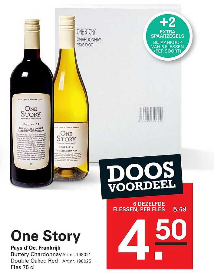 One Story Pays d’Oc, Frankrijk Buttery Chardonnay / Double Oaked Red 6 dezelfde flessen, per fles