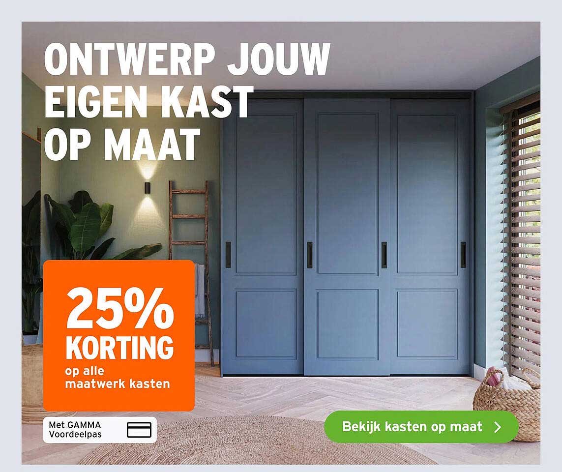 ONTWERP JOUW EIGEN KAST OP MAAT 25% KORTING op alle maatwerk kasten