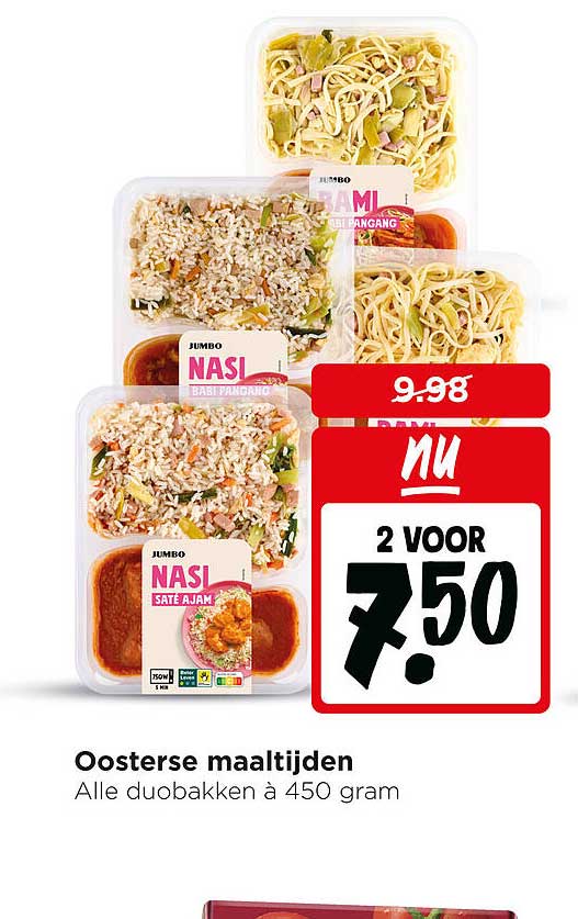 Oosterse maaltijden Alle duobakken à 450 gram 2 voor 7.50