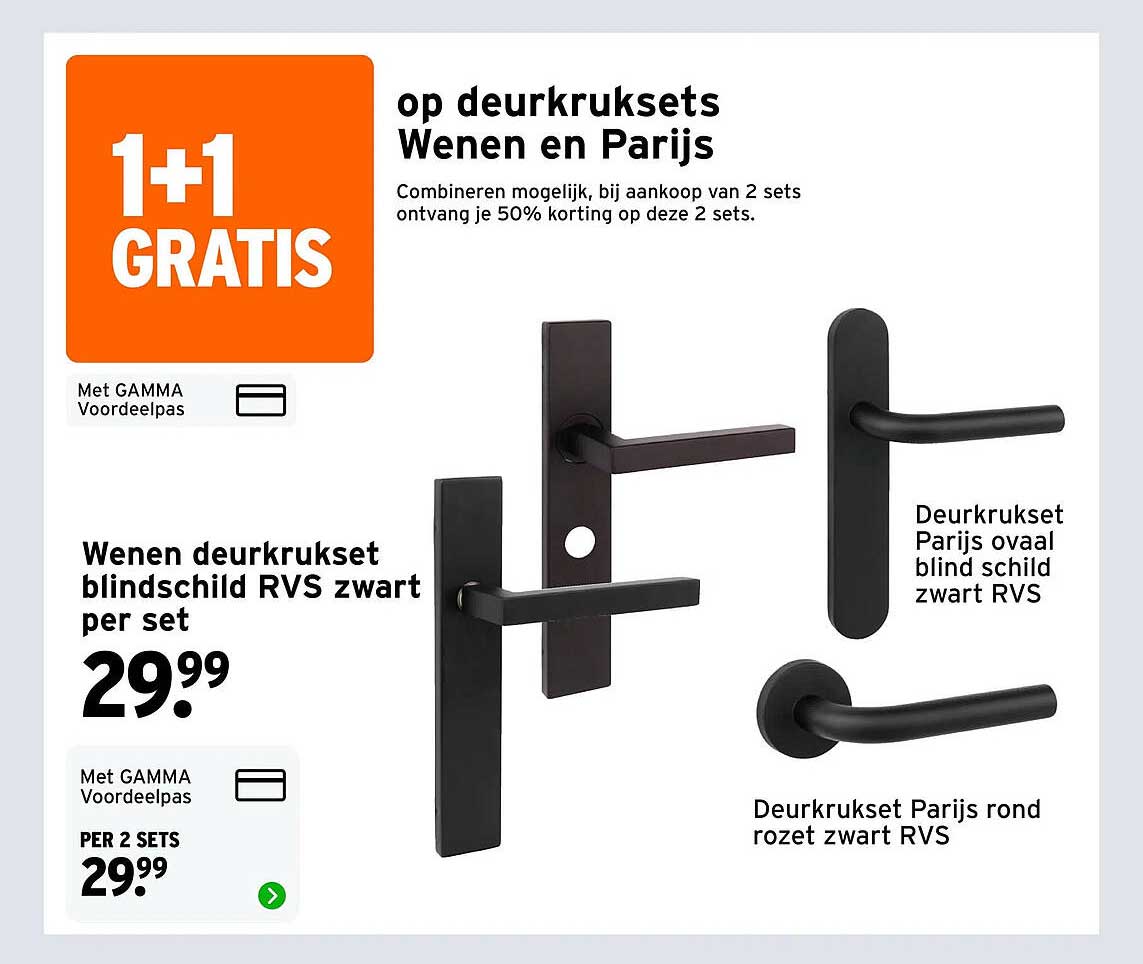 op deurkruksets Wenen en Parijs 1+1 GRATIS