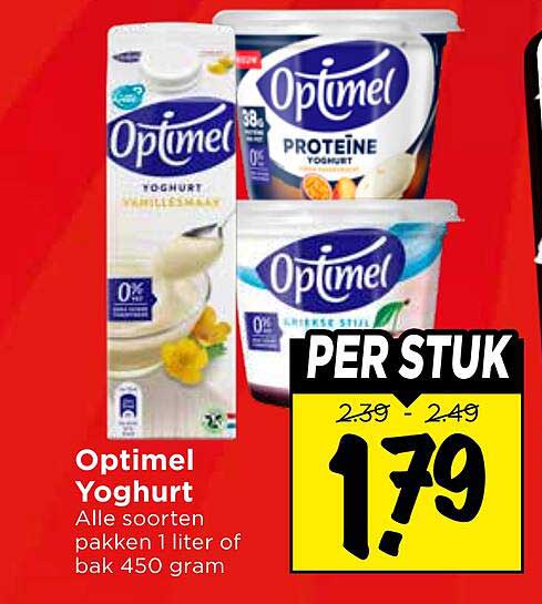 Optimel Yoghurt Alle soorten pakken 1 liter of bak 450 gram PER STUK