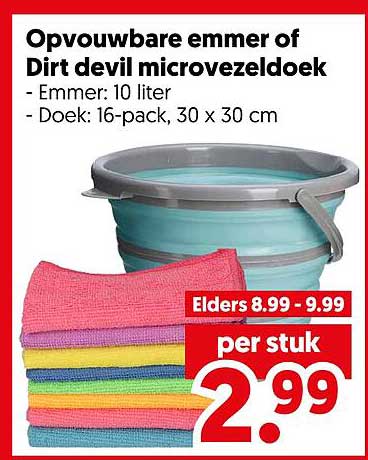 Opvouwbare emmer of Dirt devil microvezeldoek