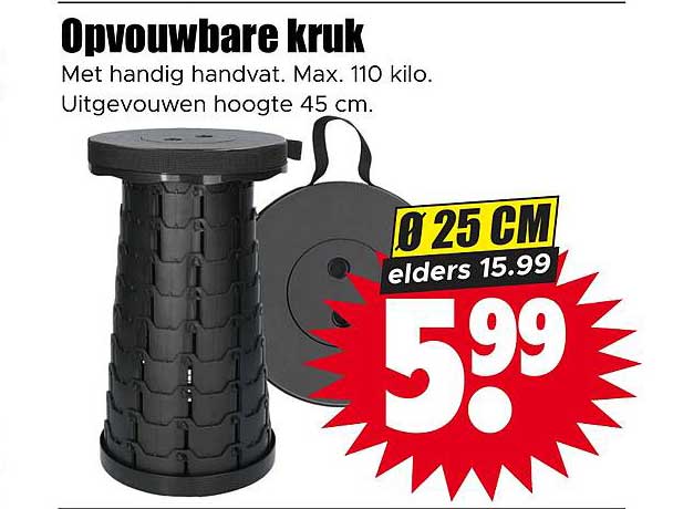 Opvouwbare kruk Ø 25 CM elders 15.99
