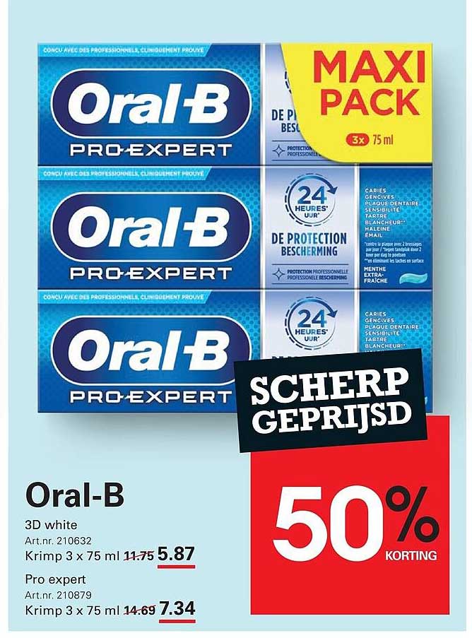 Oral-B 3D white 50% korting