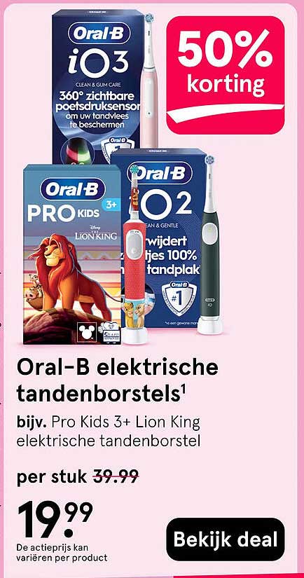 Oral-B elektrische tandenborstels 50% korting