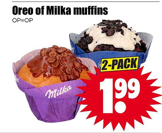 Oreo of Milka muffins OP=OP 2-PACK