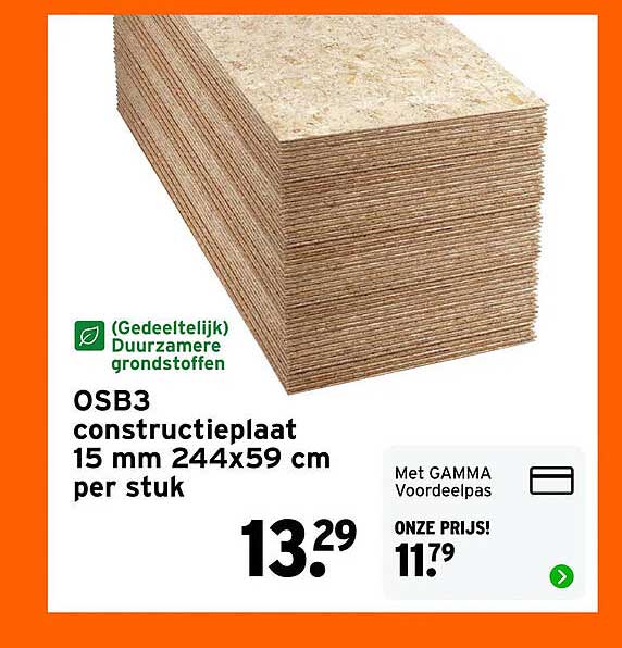 OSB3 constructieplaat 15 mm 244x59 cm per stuk