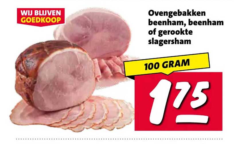 Ovengebakken beenham, beenham of gerookte slagersham 100 gram