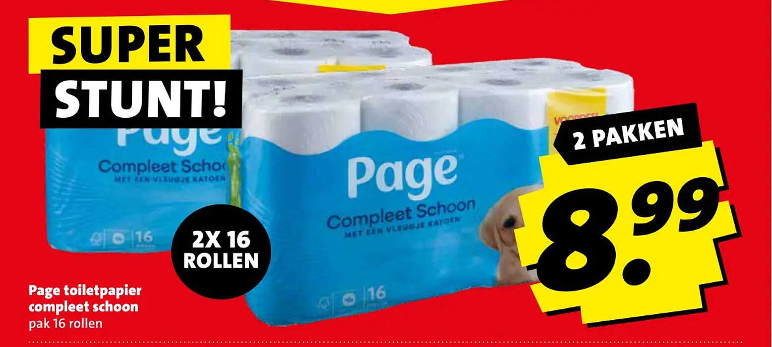 Page toiletpapier compleet schoon pak 16 rollen 2 PAKKEN