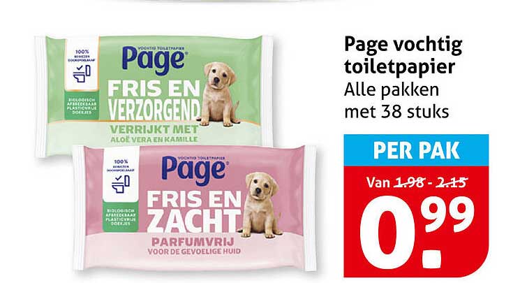 Page vochtig toiletpapier Alle pakken met 38 stuks PER PAK