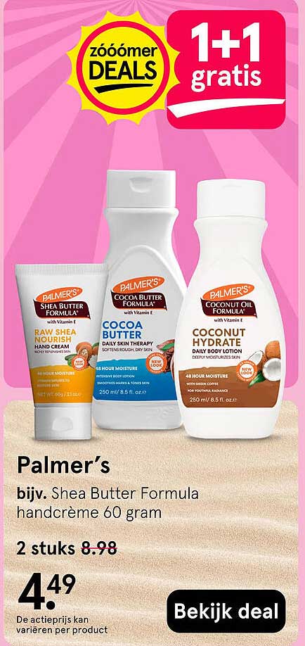Palmers bijv. Shea Butter Formula handcrème 60 gram 1+1 gratis